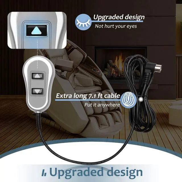 Alt view image 5 of 7 - 11560 & 11560UX 2 Button 5 Pin Lift Chair Remote for inseat tranquil ease | Replacement relaxor Raffel Systems 5 Pin Lighted Hand Control Replace tranquil ease HC-6601-FR2 HC-6022-PR2