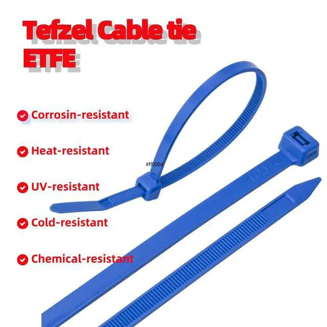Alt view image 4 of 6 - Tefzel Cable Tie,6" ETFE Zip Ties,High Temp Zip Tis Blue,Chemical Resistan for Demanding Industrial Applications (Pack of 100)