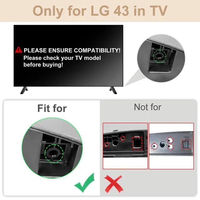 Alt view image 3 of 7 - 43 Inch TV Stand for LG TV Legs 43LJ5500 43UJ6300 43UJ635T 43UK6200 43UK6090 43UK6500 43UM6900 43UM7100 43UM7300 43UN7300 43UN7100 43UN6900 43UN6950 43UN6951 Replacement Legs for LG TV with Screws