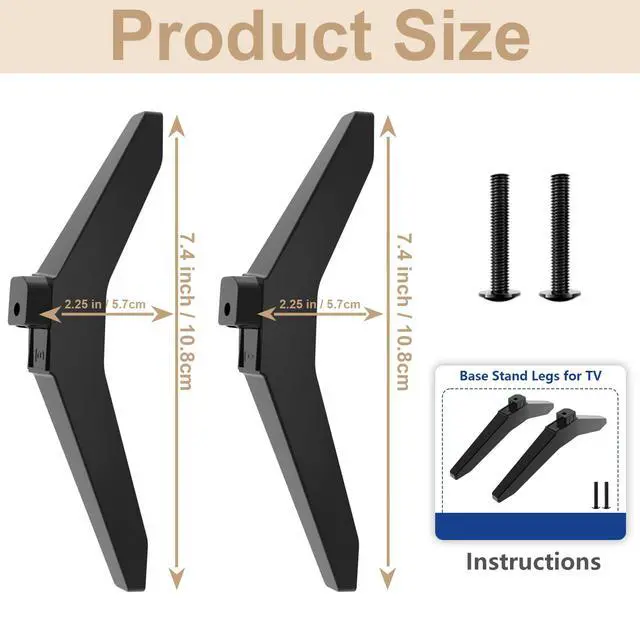 Alt view image 7 of 7 - 43 Inch TV Stand for LG TV Legs 43LJ5500 43UJ6300 43UJ635T 43UK6200 43UK6090 43UK6500 43UM6900 43UM7100 43UM7300 43UN7300 43UN7100 43UN6900 43UN6950 43UN6951 Replacement Legs for LG TV with Screws