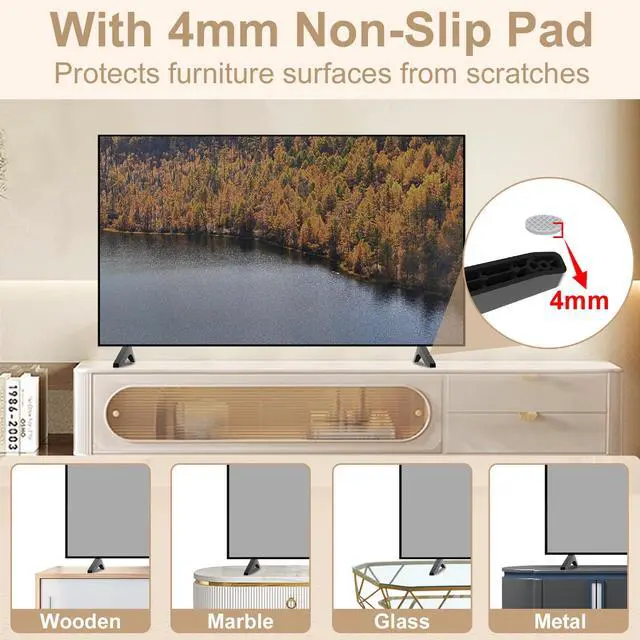Alt view image 6 of 7 - 43 Inch TV Stand for LG TV Legs 43LJ5500 43UJ6300 43UJ635T 43UK6200 43UK6090 43UK6500 43UM6900 43UM7100 43UM7300 43UN7300 43UN7100 43UN6900 43UN6950 43UN6951 Replacement Legs for LG TV with Screws
