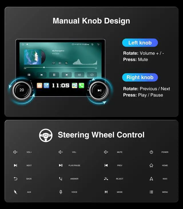 Alt view image 5 of 7 - Replacement Radio for Chevy Silverado GMC Sierra - Car Stereo Wireless Carplay Android Auto 2014-2018 QLED Touch Screen Radio Upgrade GPS Navigation Head Unit Knobs (Double Knob 4+64G)