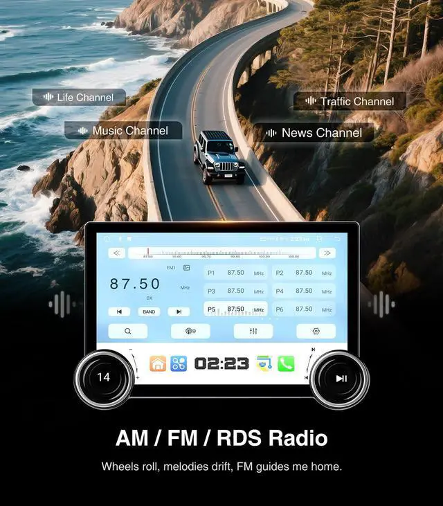 Alt view image 7 of 7 - Replacement Radio for Chevy Silverado GMC Sierra - Car Stereo Wireless Carplay Android Auto 2014-2018 QLED Touch Screen Radio Upgrade GPS Navigation Head Unit Knobs (Double Knob 4+64G)