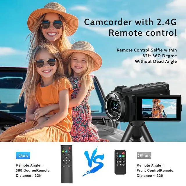 Alt view image 4 of 7 - Video Camera 8K Camcorder, 64MP IR Night Vision Vlogging Camera for YouTube | WiFi, 18X Digital Zoom, 3.0 Inch Touch Screen, Microphone, Lens Hood, 64GB SD Card, Remote Control, 4500mAh Battery