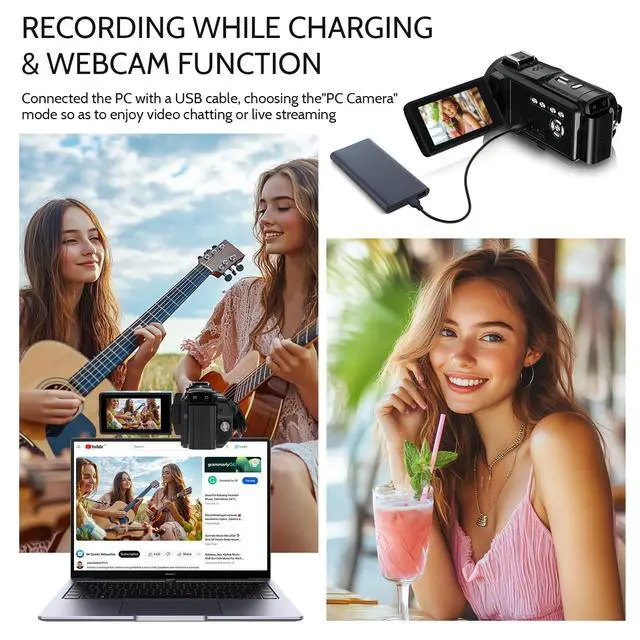 Alt view image 6 of 7 - Video Camera 8K Camcorder, 64MP IR Night Vision Vlogging Camera for YouTube | WiFi, 18X Digital Zoom, 3.0 Inch Touch Screen, Microphone, Lens Hood, 64GB SD Card, Remote Control, 4500mAh Battery