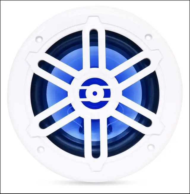 Alt view image 2 of 7 - BMRGBWH 500W Peak (250W RMS) 6.5" 2-Way White Coaxial Marine Speakers with Multi-Color LED Lighting for Boats/ATV/UTV/SxS/Powersport