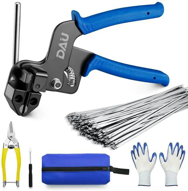 Main image of Stainless Steel Cable Tie Gun Kit-150PCS Metal Zip Ties (3 Sizes), Tensioning/Cutting Tool for Fencing, Chicken Coop, Cable Bundling, Exhaust Repair & Structural Reinforcement