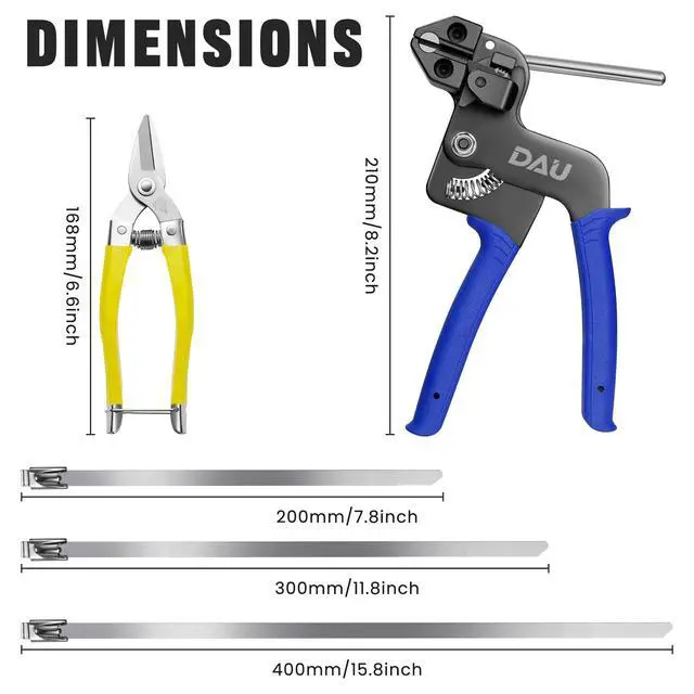 Alt view image 2 of 7 - Stainless Steel Cable Tie Gun Kit-150PCS Metal Zip Ties (3 Sizes), Tensioning/Cutting Tool for Fencing, Chicken Coop, Cable Bundling, Exhaust Repair & Structural Reinforcement