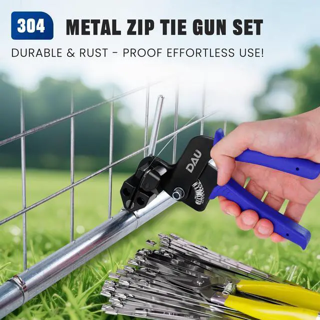 Alt view image 3 of 7 - Stainless Steel Cable Tie Gun Kit-150PCS Metal Zip Ties (3 Sizes), Tensioning/Cutting Tool for Fencing, Chicken Coop, Cable Bundling, Exhaust Repair & Structural Reinforcement