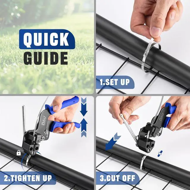 Alt view image 6 of 7 - Stainless Steel Cable Tie Gun Kit-150PCS Metal Zip Ties (3 Sizes), Tensioning/Cutting Tool for Fencing, Chicken Coop, Cable Bundling, Exhaust Repair & Structural Reinforcement