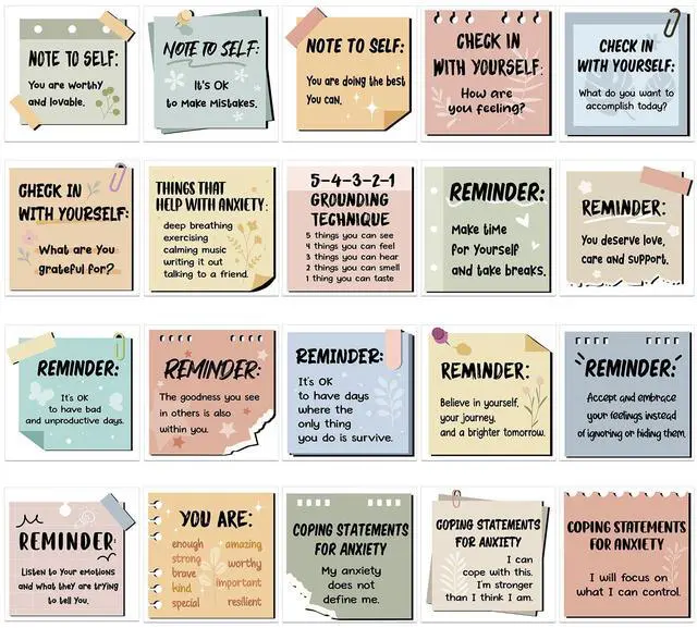 Main image of 300 Pcs Mental Health Stickers Motivational Affirmation Stickers Mental Health Awareness Items Positive Waterproof Laptop Bottle Feelings Decor for Mindfulness Train Adult Employees(Warm Color)