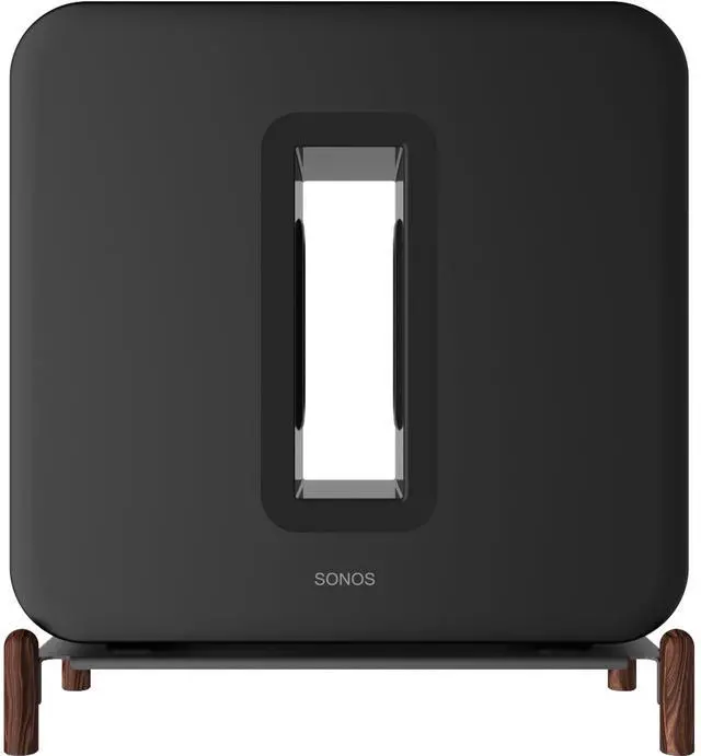 Main image of Real Wood Stand for Sub 4,The Holder Accessories Protect Sonos Sub 4 for Sound Better,Secure Stable Wooden Mount with Metal Frame for Sonos Sub 4, Sub 3, Sub 2, (Walnut) (Black)
