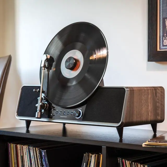 Alt view image 2 of 7 - CR6049A-WA Beck Fully Automatic Vertical Record Player, Walnut | 2-Speed Vertical Belt-Drive Turntable, Magnetic Clamp, ATN3600L Audio-Technica Cartridge, Fully Automatic Tonearm