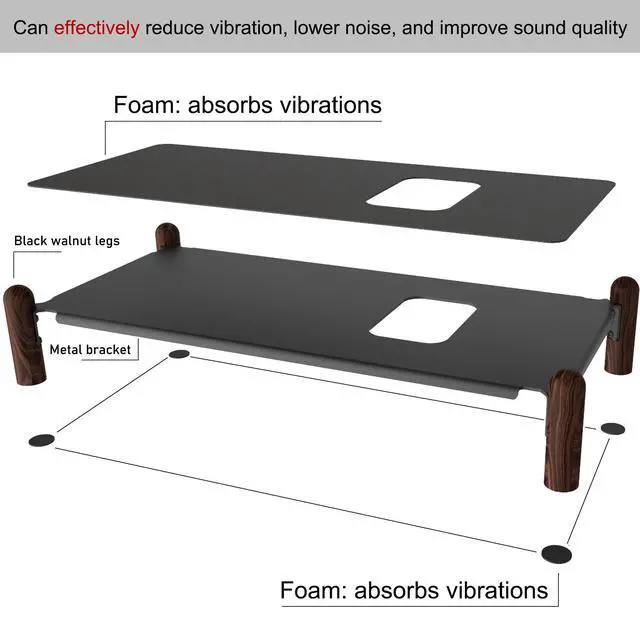 Alt view image 7 of 7 - Real Wood Stand for Sub 4,The Holder Accessories Protect Sonos Sub 4 for Sound Better,Secure Stable Wooden Mount with Metal Frame for Sonos Sub 4, Sub 3, Sub 2, (Walnut) (Black)