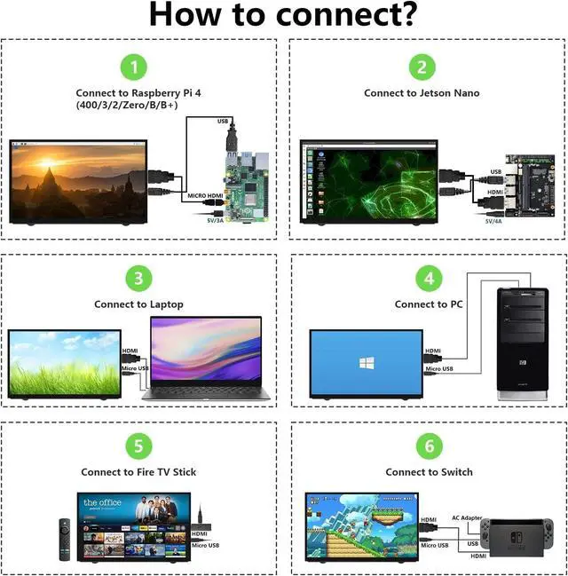 Alt view image 7 of 7 - Raspberry Pi Screen 7 Inch HDMI Monitor 800x480 LCD Screen Display Mini Small Monitor for Raspberry Pi 5/4/3/2/B/B+ Win11/10/8/7 (Non-Touch), Driver Free