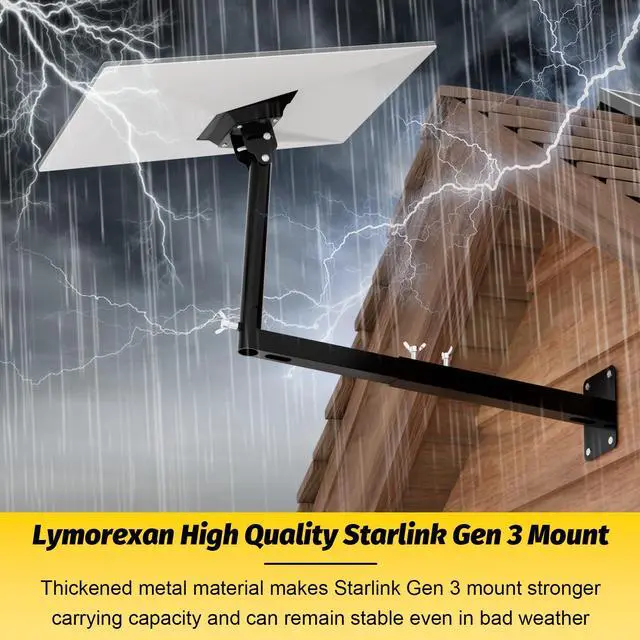 Alt view image 7 of 7 - Starlink Standard 4/4X Mount, Starlink Gen 3/4 Wall Mount, 360°Adjustable | StarLink Roof / Pole Mount with Adapter, Telescoping Heavy Duty Long Wall Mount, Mounting Kit