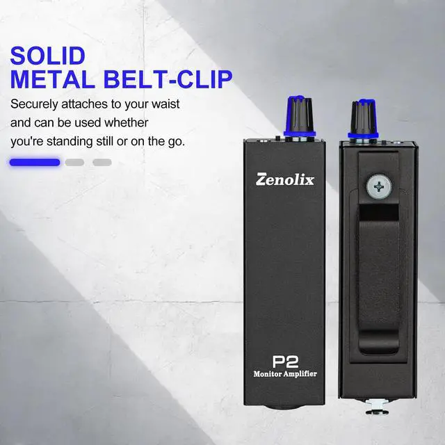 Alt view image 6 of 7 - P2 Portable In Ear Monitor Amplifier, Headphone Amp with XLR/TRS Inputs 3.5mm Output, Enhanced Sound Quality, Durable Belt Clip, Guitar Headphone Amplifier with Stereo/Mono Switch for Performers,Black