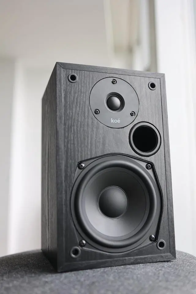 Alt view image 2 of 7 - Koe B102 100 Watt Home Theater, Passive Bookshelf Speakers (Pair) Hi-Res Audio, Excellent Response, HiFi, Satellites, Includes SPL/Freq Graph, Wall-Mountable, Black