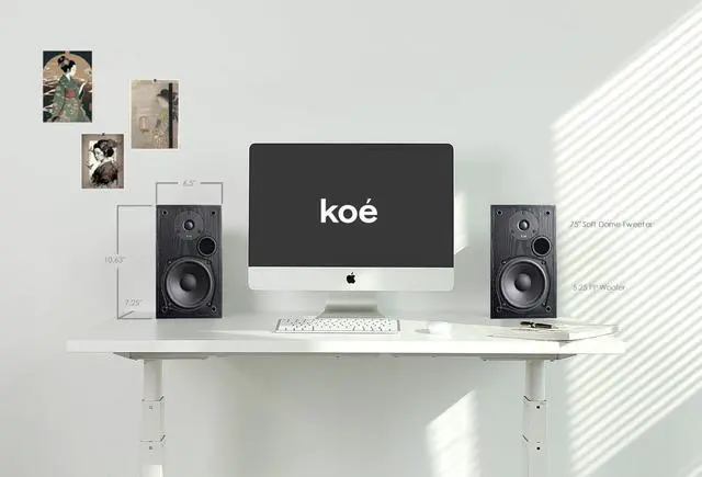 Alt view image 6 of 7 - Koe B102 100 Watt Home Theater, Passive Bookshelf Speakers (Pair) Hi-Res Audio, Excellent Response, HiFi, Satellites, Includes SPL/Freq Graph, Wall-Mountable, Black