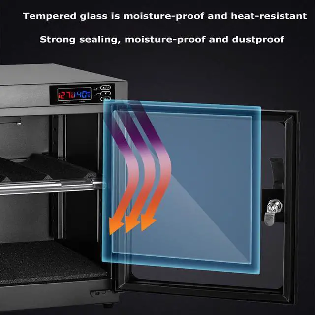 Alt view image 2 of 7 - Camera Dry Cabinet 30L Electronic Dry Cabinet for Camera Lens Storage with Lock 2 Layers Intelligent Temperature Humidity LED Screen Noiseless