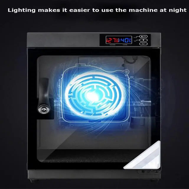 Alt view image 3 of 7 - Camera Dry Cabinet 30L Electronic Dry Cabinet for Camera Lens Storage with Lock 2 Layers Intelligent Temperature Humidity LED Screen Noiseless