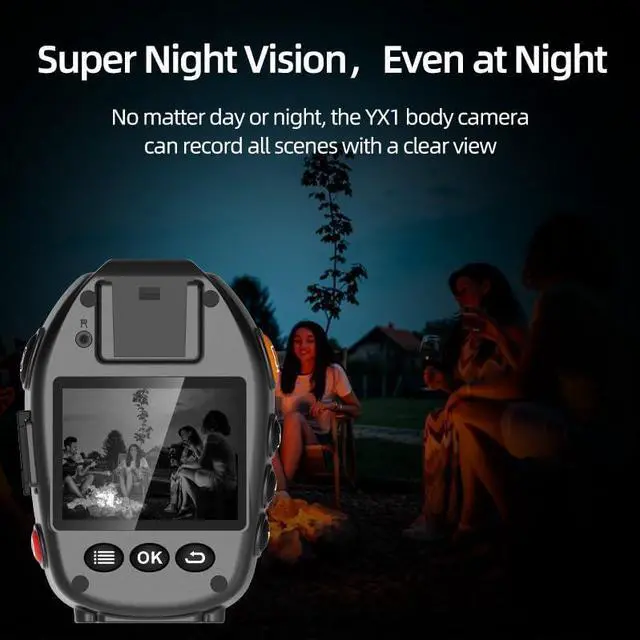 Alt view image 3 of 6 - YX1-128G 2K/1440P Body Camera Support Video Audio Image, 3500mAh Battery Work 12hrs, Night Vision and 2.0IN Screen Easy to Playback, Data-encrypted Body Cam for Police and Personal