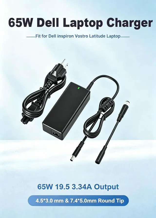 Alt view image 2 of 6 - 65W Laptop Charger Compatible with Dell inspiron Vostro Laptop | Inspiron 3501 3595 3505 5515 5406, 4.5*3.0 mm &7.4*5.0mm Tip,Computer Adapter Power Cord