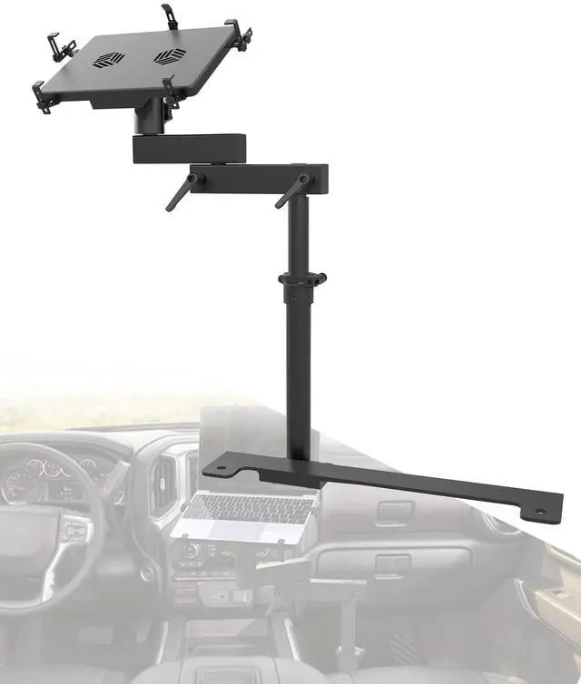 Main image of Truck Laptop Mount Fit for 19-25 Chevy Silverado, Tahoe, GMC Sierra, No-Drilling Vehicle Laptop Mount Built-in Cooling Fan Adjustable Truck Computer Stand
