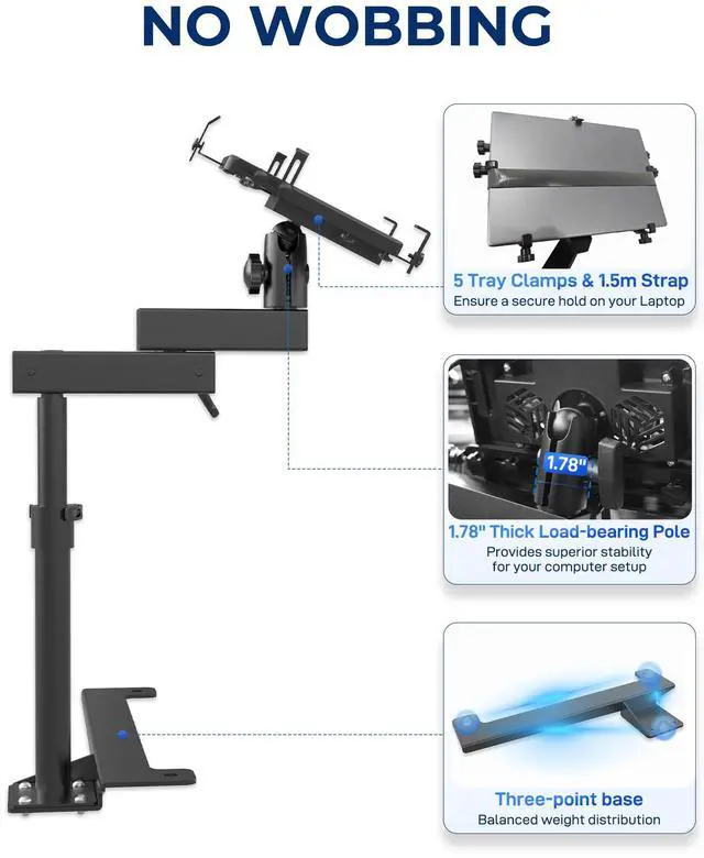 Alt view image 3 of 7 - Truck Laptop Mount Fit for 19-25 Chevy Silverado, Tahoe, GMC Sierra, No-Drilling Vehicle Laptop Mount Built-in Cooling Fan Adjustable Truck Computer Stand