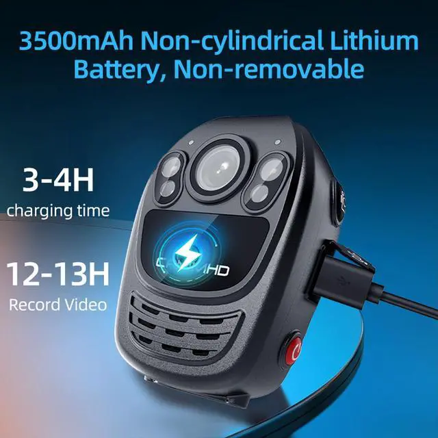 Alt view image 4 of 6 - YX1-128G 2K/1440P Body Camera Support Video Audio Image, 3500mAh Battery Work 12hrs, Night Vision and 2.0IN Screen Easy to Playback, Data-encrypted Body Cam for Police and Personal