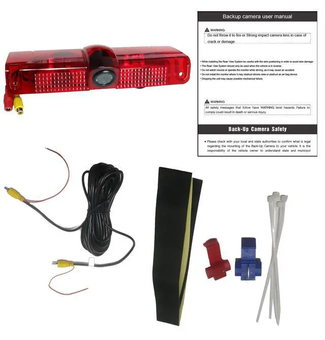 Alt view image 6 of 6 - Third 3rd Brake Light Backup Camera for Chevrolet Express/GMC Savana 1500 2500/3500 2003-2019 Vans Upgrade Vehicle Lights w/Integrated Reverse Camera, 8 IR Night Vision, Adjustable Guidelines