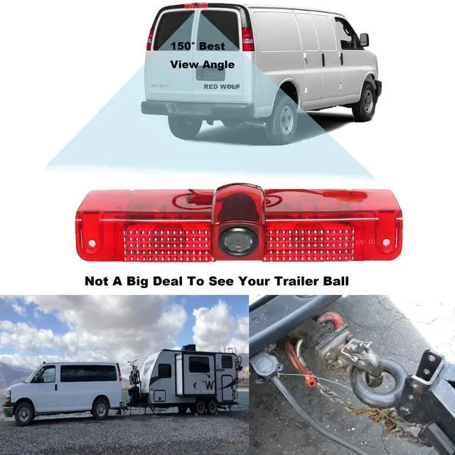 Alt view image 4 of 6 - Third 3rd Brake Light Backup Camera for Chevrolet Express/GMC Savana 1500 2500/3500 2003-2019 Vans Upgrade Vehicle Lights w/Integrated Reverse Camera, 8 IR Night Vision, Adjustable Guidelines