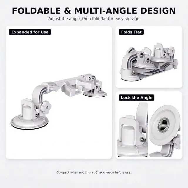Alt view image 2 of 7 - for Starlink Mini: Suction Cup Window Mount, Dual 3.5-Inch Cups | Dedicated locking mechanism; multi-joint arm adjusts after setup, holds position, and folds flat into compact, portable form