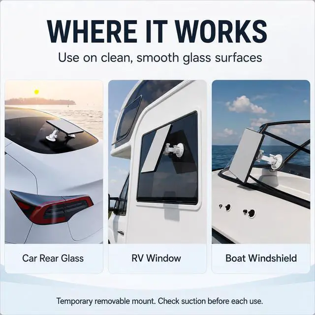 Alt view image 3 of 7 - for Starlink Mini: Suction Cup Window Mount, Dual 3.5-Inch Cups | Dedicated locking mechanism; multi-joint arm adjusts after setup, holds position, and folds flat into compact, portable form