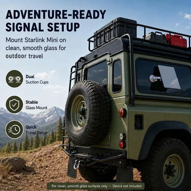 Alt view image 7 of 7 - for Starlink Mini: Suction Cup Window Mount, Dual 3.5-Inch Cups | Dedicated locking mechanism; multi-joint arm adjusts after setup, holds position, and folds flat into compact, portable form