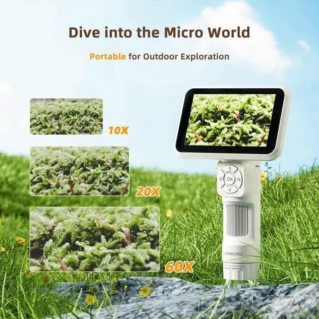 Alt view image 6 of 7 - LM115 Coin Digital Microscope with 5'' IPS Screen, Coin Magnifier Handheld for Adults, Anti-Shake, Kids Portable Microscope Camera with 8 LED, 1800mAh Battery, 1080P Video, PC View, 7.3" Metal Stand