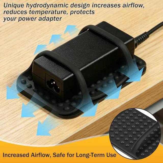 Alt view image 4 of 7 - 4 PACK Laptop Charger Holder Under Desk Power Brick Mount with Adhesive | Universal Silicone Flexible Non-Slip Power Adapter Organizer with Ventilated Design for Home, Office, Gaming Desk Dorm, Black