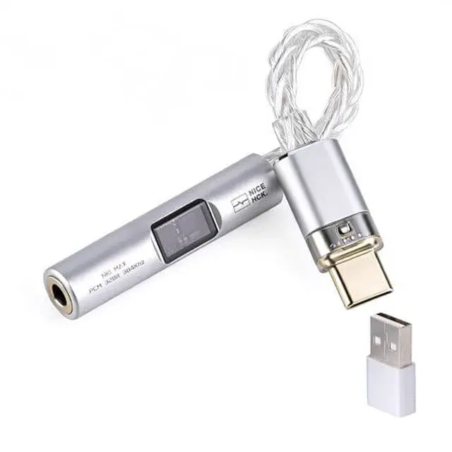 Alt view image 2 of 7 - NK1 MAX Silver CX31993 Dual Chip USB C to 3.5 HiFi DAC Amp Cable | DAC dongle with CX31993+MAX97220 dual chips, upgraded 8-strand silver-plated OCC cable,supports 32bit/384kHz lossless audio