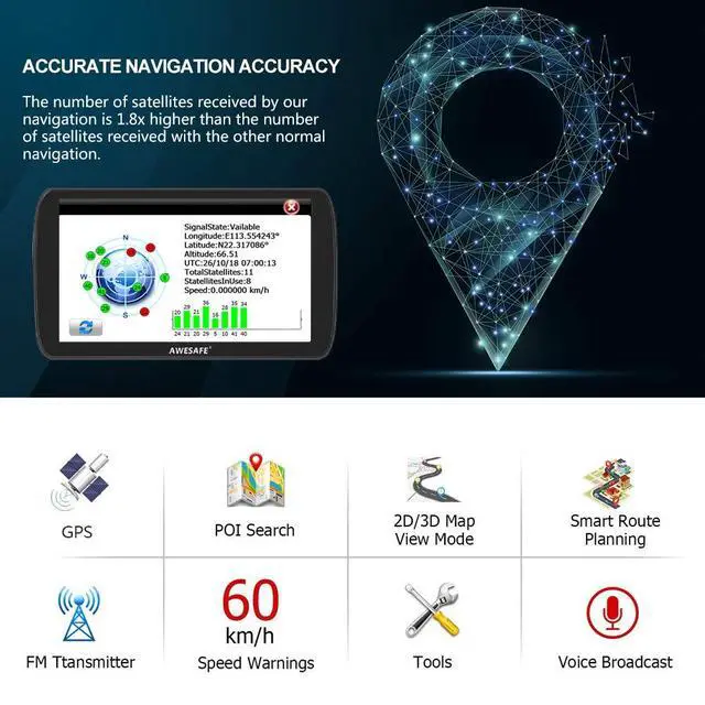 Alt view image 5 of 7 - GPS Navigator for Car, 9 Inch Touch Screen Car GPS, Support Voice Turn Direction Guidance/Speed and Red Light Warning Free Map Update