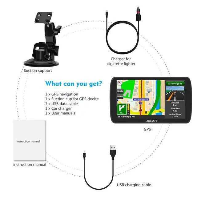 Alt view image 7 of 7 - GPS Navigator for Car, 9 Inch Touch Screen Car GPS, Support Voice Turn Direction Guidance/Speed and Red Light Warning Free Map Update