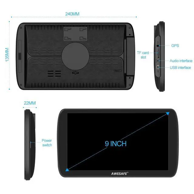 Alt view image 6 of 7 - GPS Navigator for Car, 9 Inch Touch Screen Car GPS, Support Voice Turn Direction Guidance/Speed and Red Light Warning Free Map Update