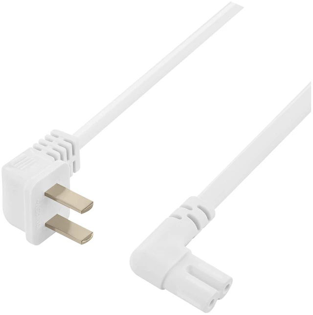 Alt view image 3 of 7 - Extra Long 25-Foot Power Cord Compatible with Samsung and LG TV LED Smart Screens and Many Other Compatible Electronics - 90 Degree Right Angled L-Shaped Power Cable (25-Foot, White)