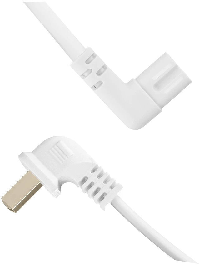Alt view image 4 of 7 - Extra Long 25-Foot Power Cord Compatible with Samsung and LG TV LED Smart Screens and Many Other Compatible Electronics - 90 Degree Right Angled L-Shaped Power Cable (25-Foot, White)