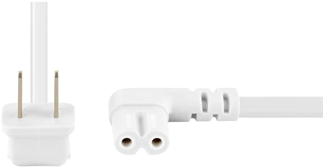 Alt view image 2 of 7 - Extra Long 25-Foot Power Cord Compatible with Samsung and LG TV LED Smart Screens and Many Other Compatible Electronics - 90 Degree Right Angled L-Shaped Power Cable (25-Foot, White)