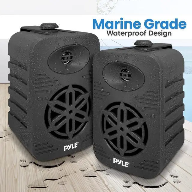 Alt view image 4 of 7 - 500 Watt Bluetooth Indoor Outdoor Speakers Pair - Dual Waterproof 5.25 2-Way Full Range Speaker System w/ 1/2 High Compliance Polymer Tweeter | Home, Boat, Marine, Deck, Patio, Poolside (Black)