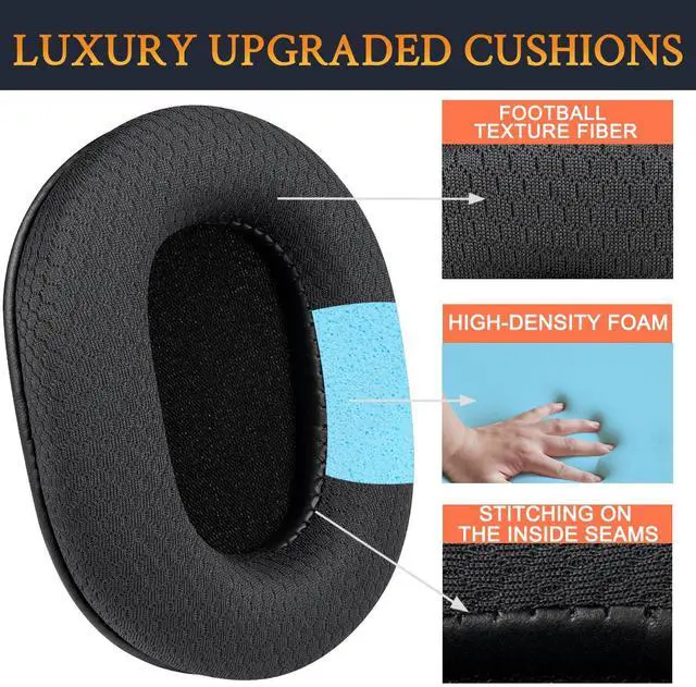 Alt view image 4 of 7 - Mesh Earpads for ATH M50X Headphones - Black | for Audio Technica M50X/M40X/M30X/M20X/MSR7/SX1 Monitor Headphones