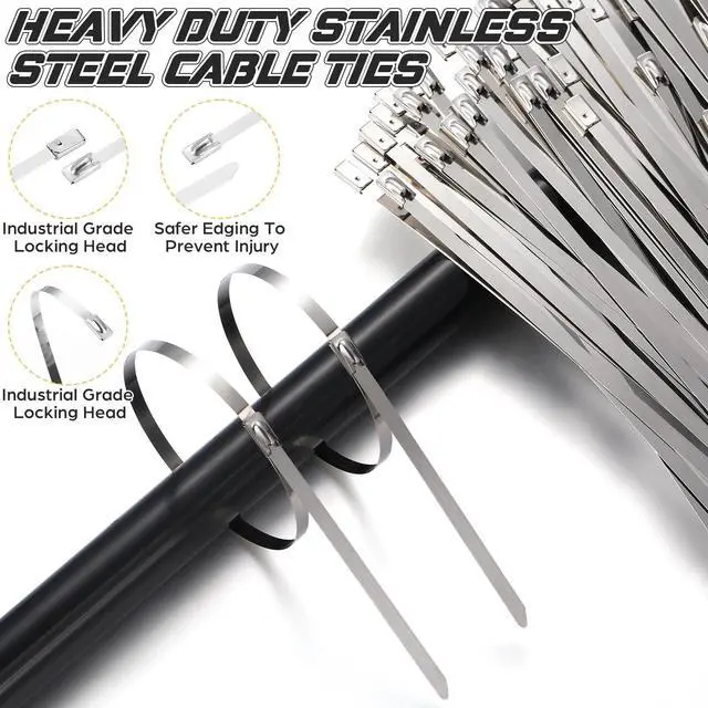 Alt view image 4 of 7 - 155 Pack Stainless Steel Cable Tie Gun Kit, 150 Pcs 6/8/11.8 Inch Metal Zip Ties (50 of Each), Adjustable Fastening and Cutting Tools for Fence, Chain Link Fence, Pipe, Industrial Use