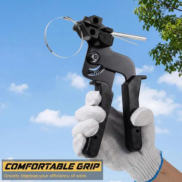Alt view image 7 of 7 - 155 Pack Stainless Steel Cable Tie Gun Kit, 150 Pcs 6/8/11.8 Inch Metal Zip Ties (50 of Each), Adjustable Fastening and Cutting Tools for Fence, Chain Link Fence, Pipe, Industrial Use