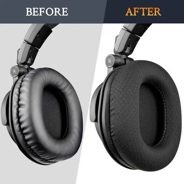 Alt view image 6 of 7 - Mesh Earpads for ATH M50X Headphones - Black | for Audio Technica M50X/M40X/M30X/M20X/MSR7/SX1 Monitor Headphones