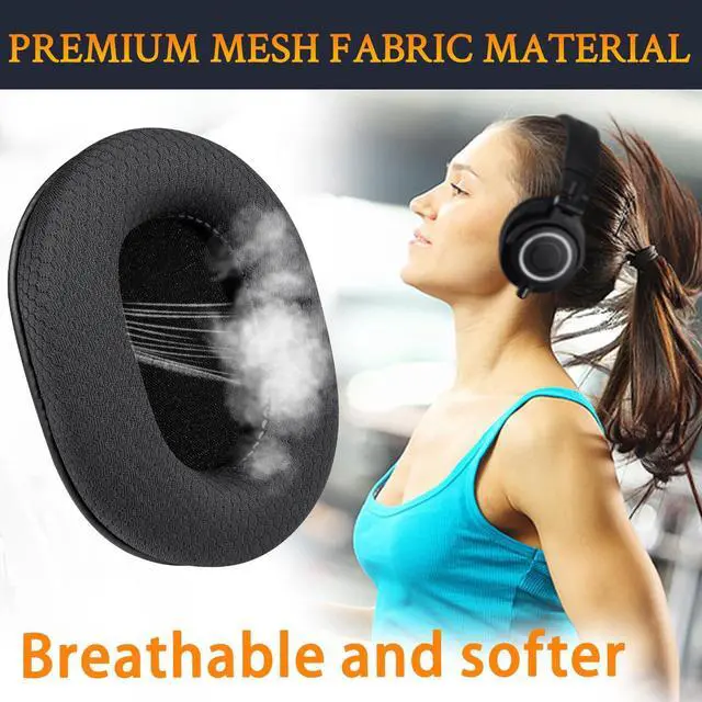 Alt view image 7 of 7 - Mesh Earpads for ATH M50X Headphones - Black | for Audio Technica M50X/M40X/M30X/M20X/MSR7/SX1 Monitor Headphones